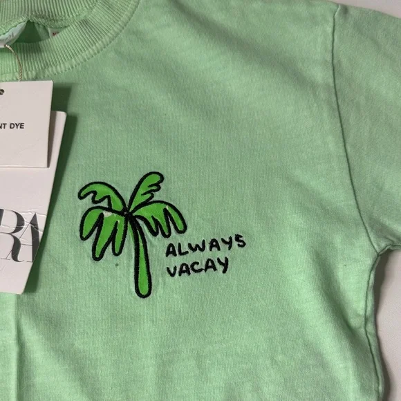 Zara Cream and Mint Graphic T-Shirt Duo - Picture 4 of 4